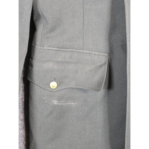 Vintage US Army Coat Mens Long 35 Army Green Shade 44 Wool Serge Service 60s - Picture 2 of 16